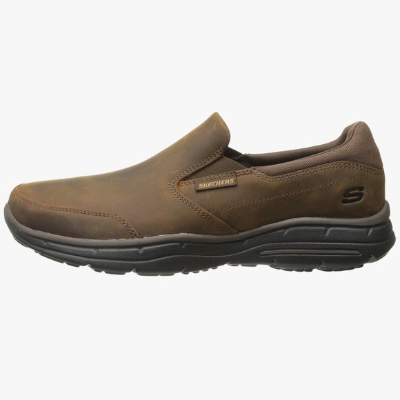 Skechers Men's Brown Slip-On Glides Calculous Loafer brown leather size 13 - Picture 1 of 7